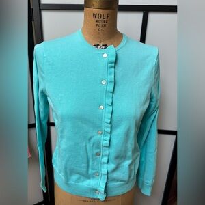 Women’s Vintage Lands’  End Cardigan Sweater Women’s S-Ruffle Button Up